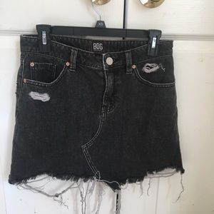BDG black denim frayed skirt